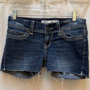 BKE Dark Blue Denim Frayed Shorts
